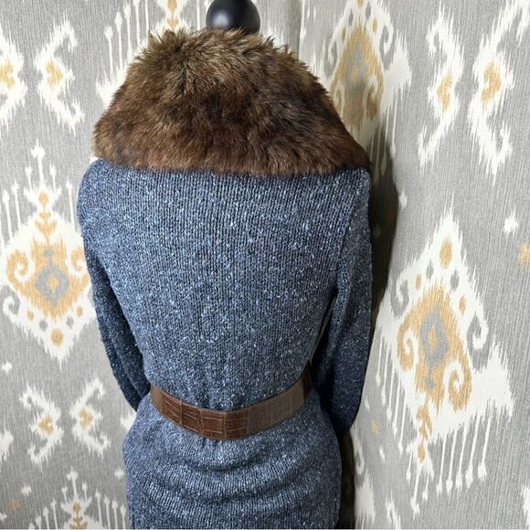 Ralph Lauren Navy Melange Lamb Shearling Shawl Collar Cardigan Sweater - Picture 4 of 16